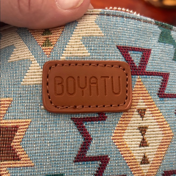 Blue and Brown Geometric Crossbody Bag - Picture 2 of 6